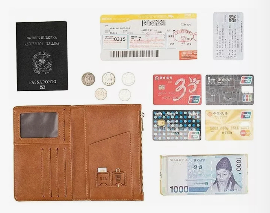 Porta Pasaporte Documentos Funda Protectora Viaje Con Rfid negro