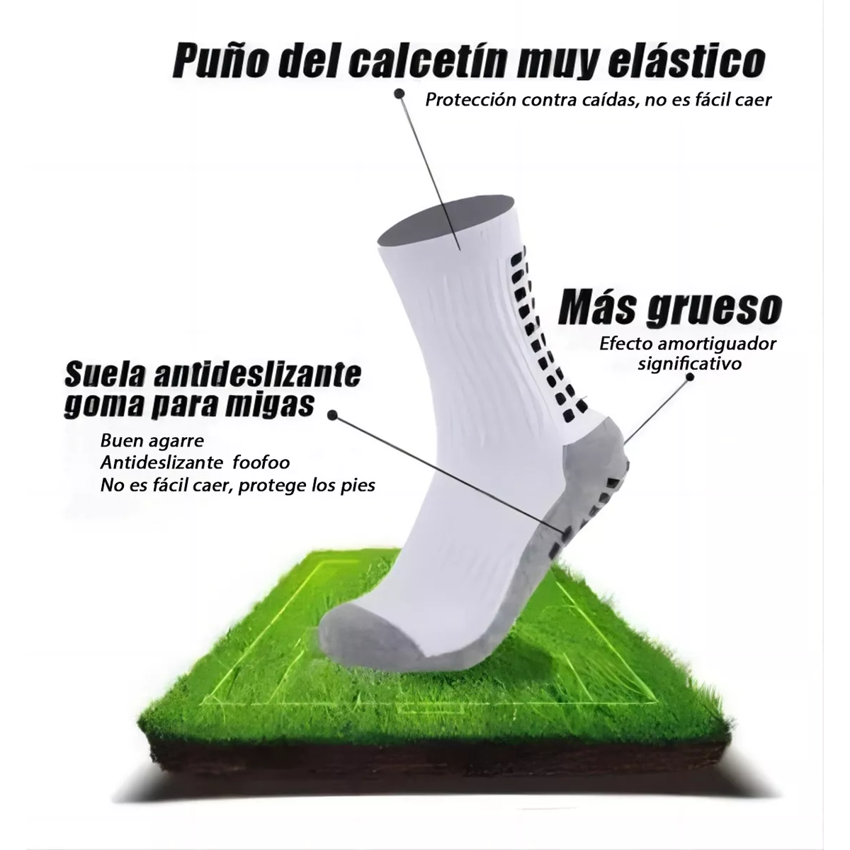 7pzs Calcetines Antideslizantes Con Espinilleras Para Fútbol Blanco