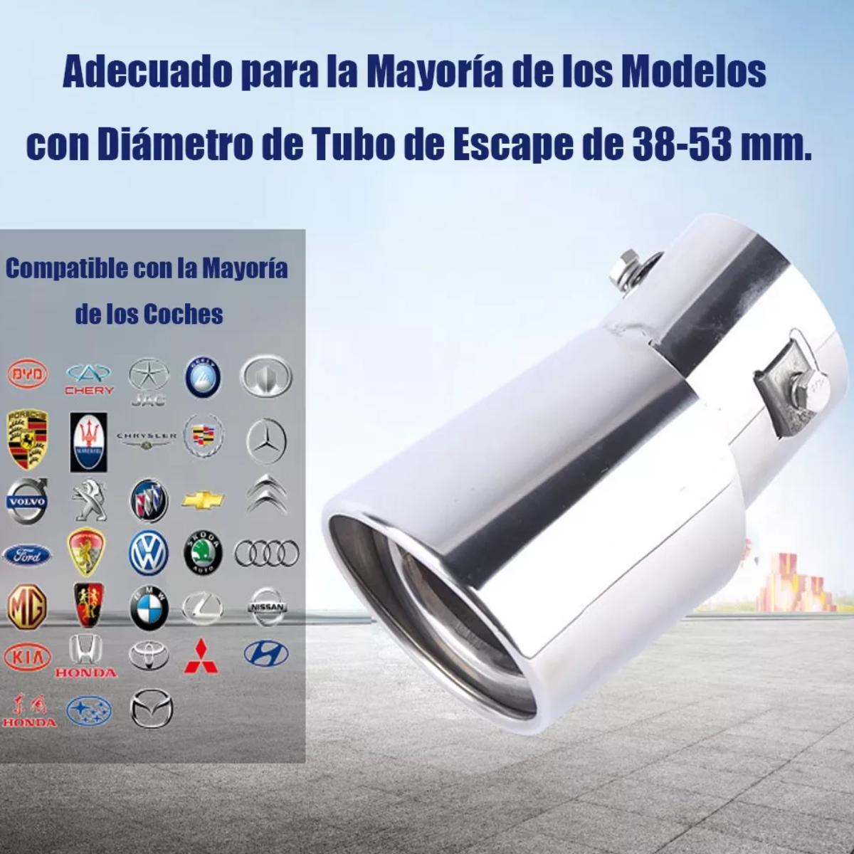 Tubo De Escape De Coche Silenciador Puntas De Acero Inoxidab Doblado -plata
