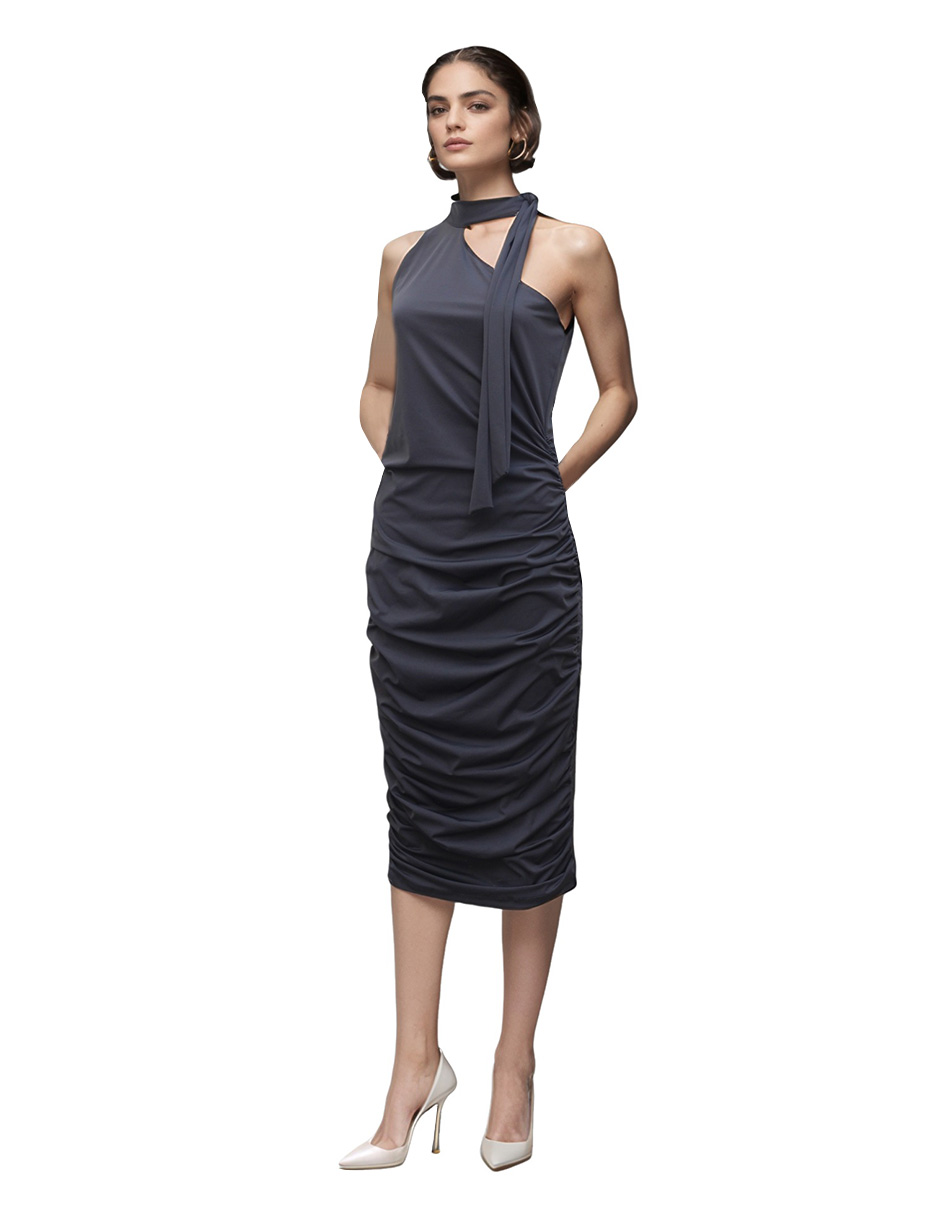 Vestido midi casual / formal con pliegues Rouss