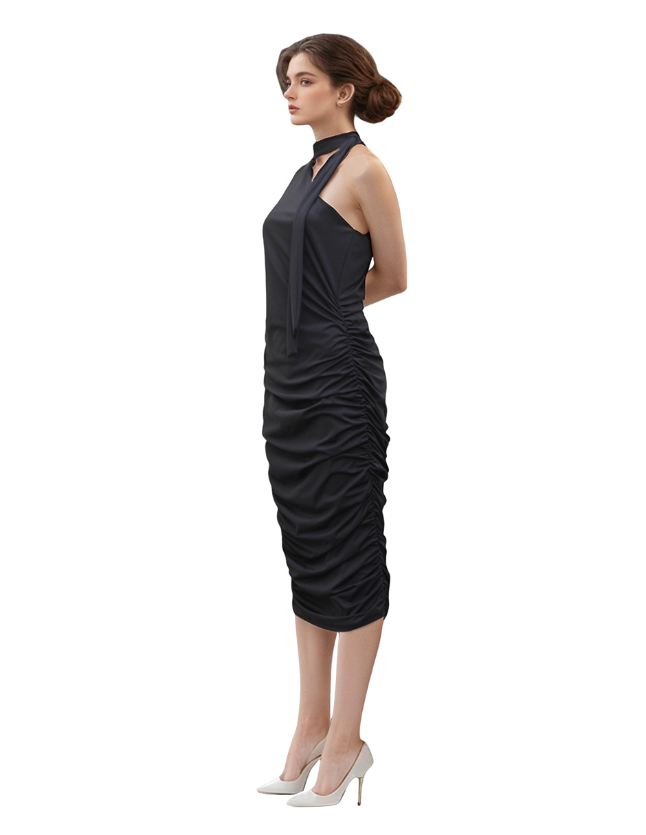 Vestido midi casual / formal con pliegues Rouss