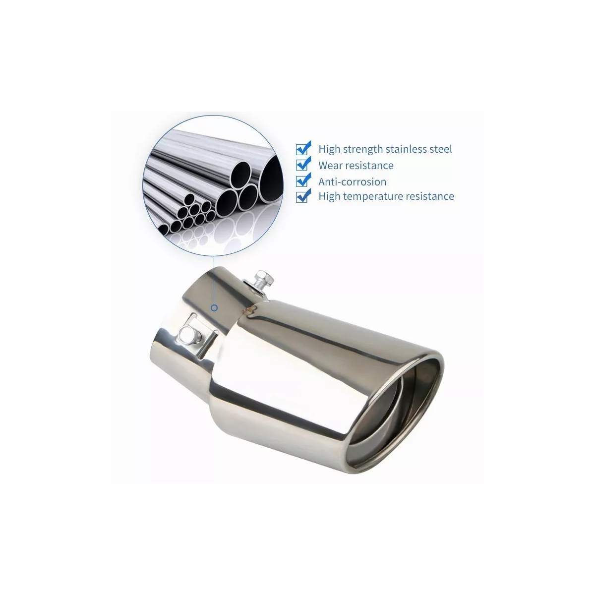 Tubo De Escape De Coche Silenciador Puntas De Acero Inoxidab Doblado -plata