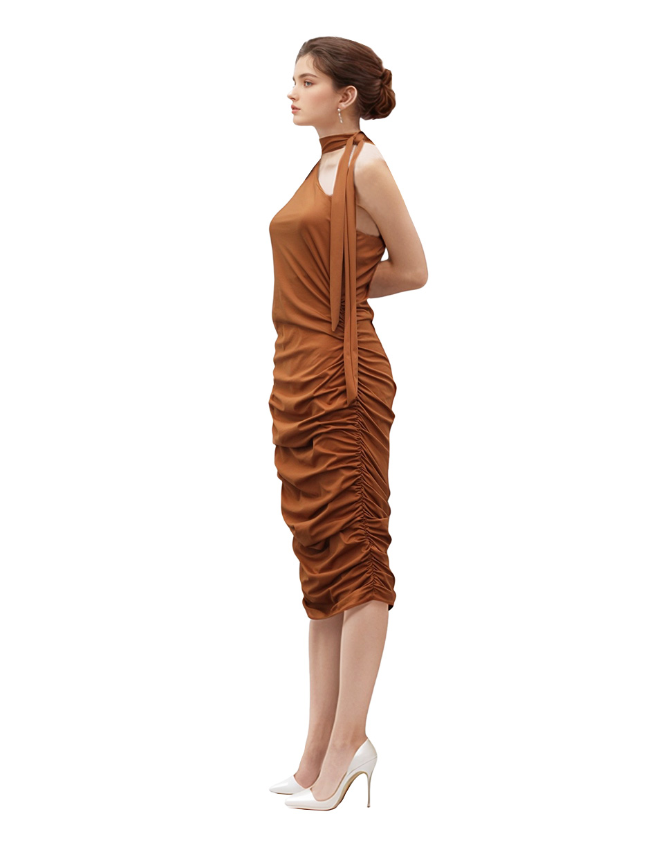Vestido midi casual / formal con pliegues Rouss