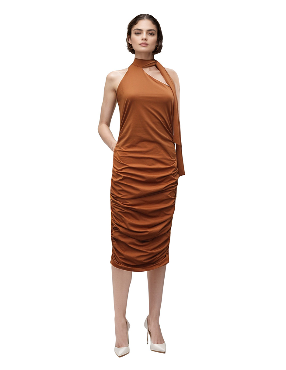 Vestido midi casual / formal con pliegues Rouss