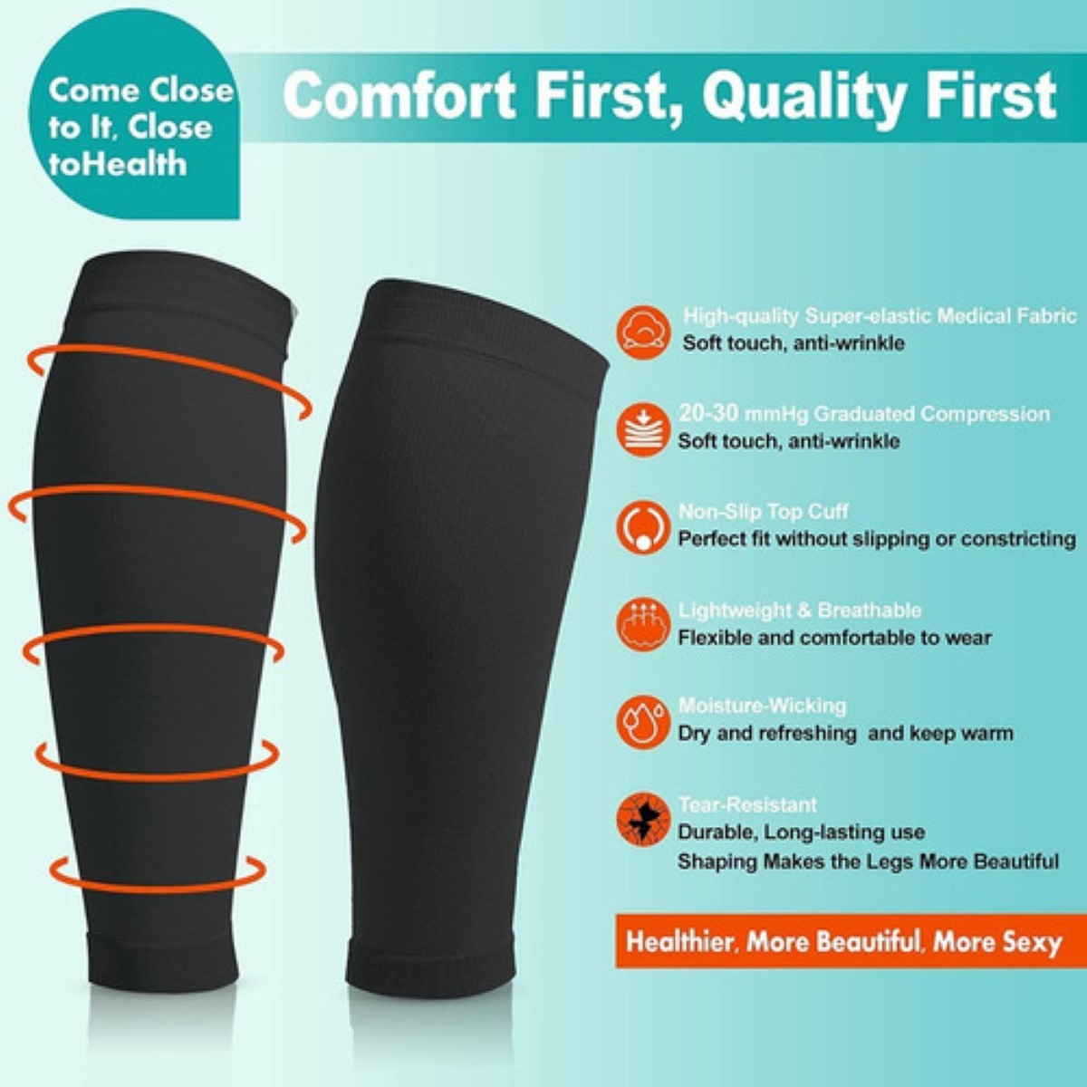 Medias Calcetines De Compresion Venosa Pantorrillas Hombre Color de piel 