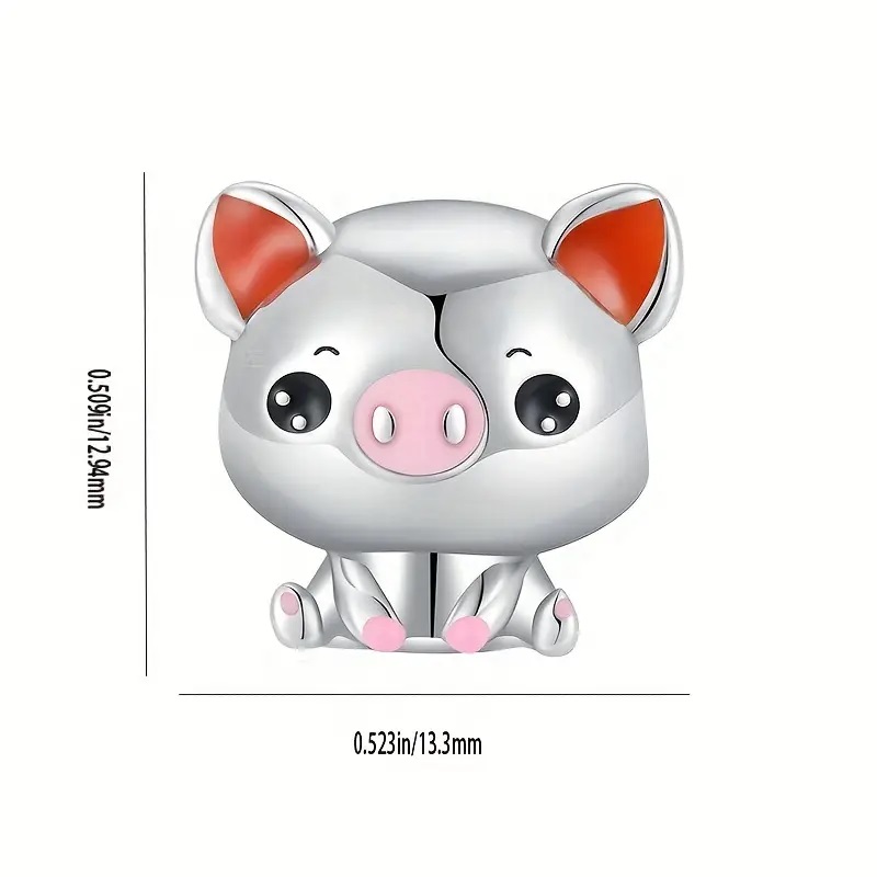 Dije de Cerdito Plata 925 para pulsera Tipo Pandora