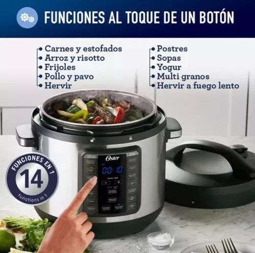 Multi-olla Rápida Xl Oster 7.5l 14 Funciones Voltaje 110v