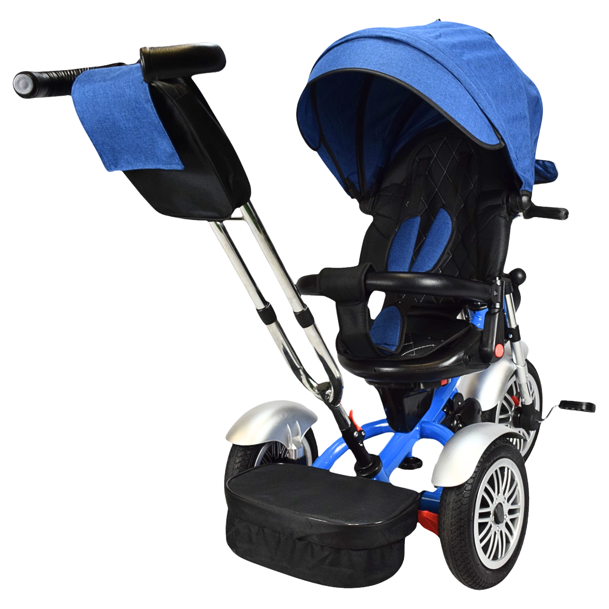 Triciclo para Niños Reclinable Giratorio 360 Sonido Llanta Goma - Azul