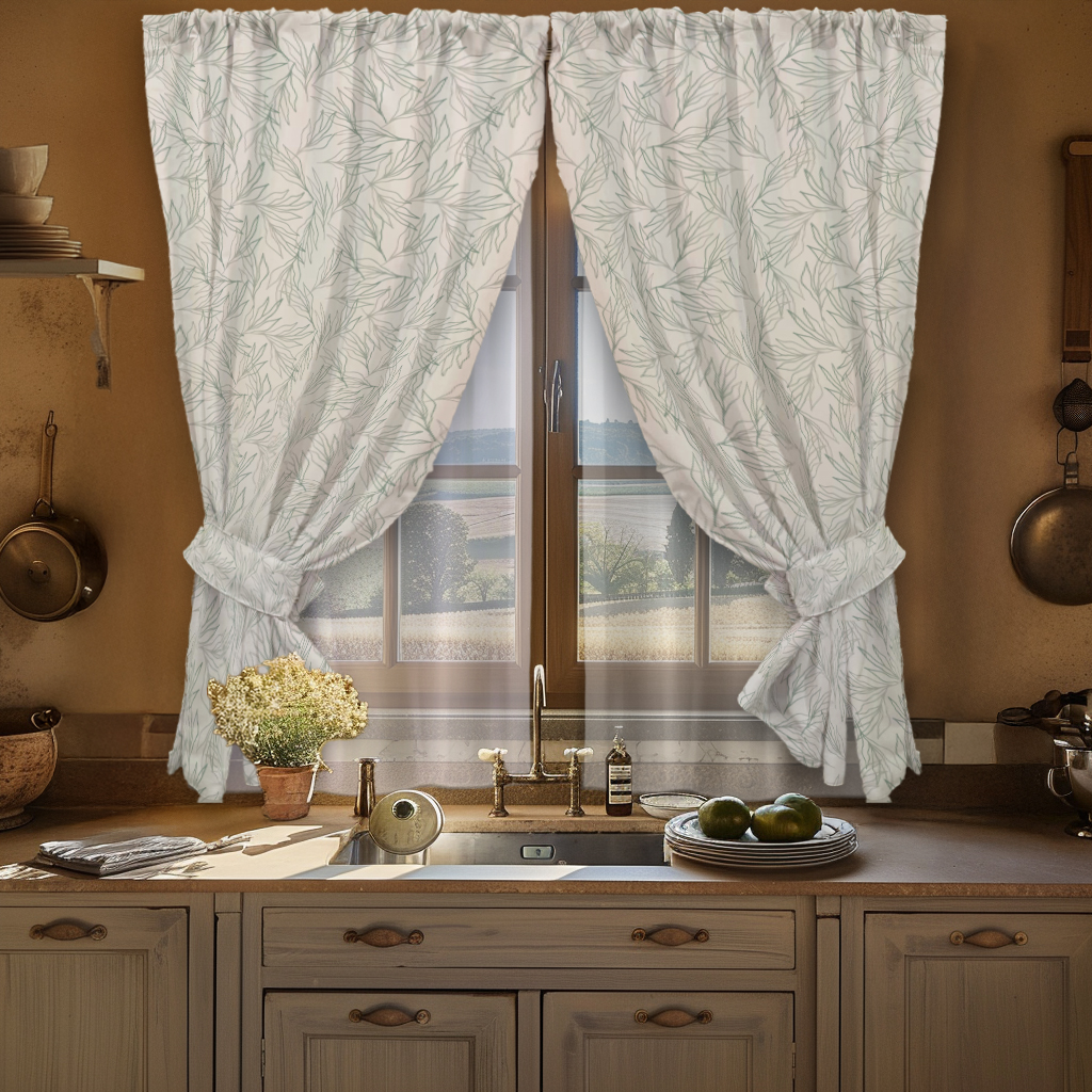 Cortinas Cocina Incluye Traslúcidas 1.30x2m Bela Home (Natura)