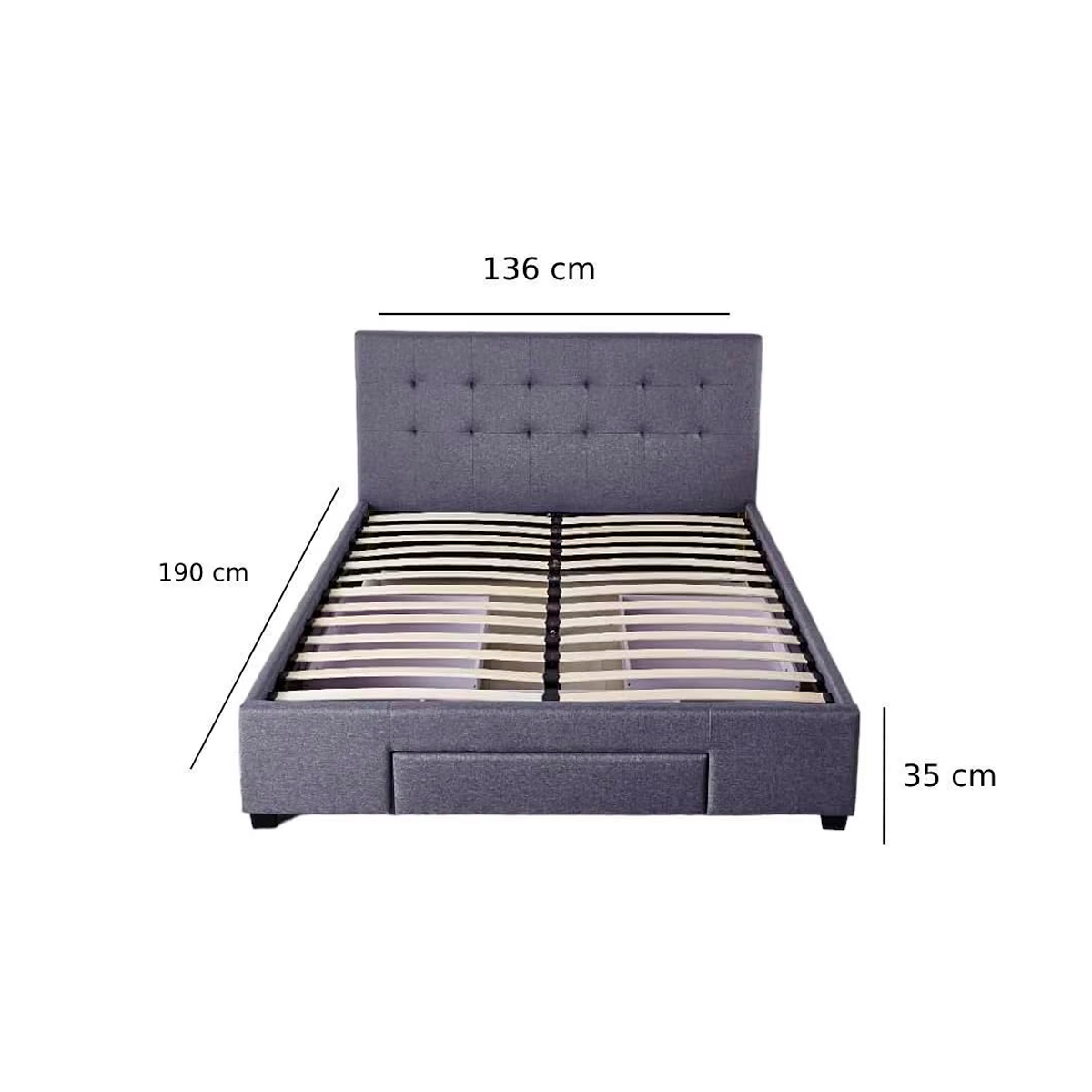 Ilios Innova | Base de cama Matrimonial con cajones fabricada en madera con cabecera tapizada en lino color gris | Estilo moderno ideal para renovar tu recamara |
