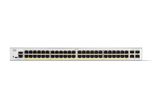 Switch Cisco Gigabit Ethernet Catalyst 1300, 48 Puertos PoE+ 10/100/1000Mbps + 4 Puertos SFP, 740W, 104 Gbit/s, 16000 Entradas – Administrable. 