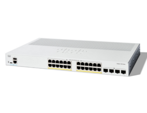 Switch Cisco Gigabit Ethernet Catalyst 1300, 24 Puertos PoE 10/100/1000Mbps + 4 Puertos SFP+, 195W, 128 Gbit/s, 16000 Entradas – Administrable.