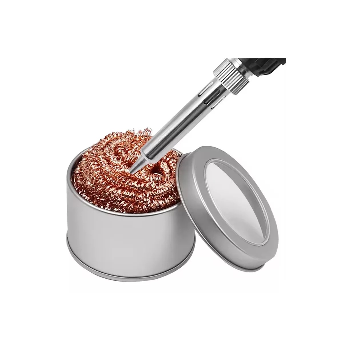 Kit Limpiador De Puntas De Cautín De 5 Fibra De Acero Y Base