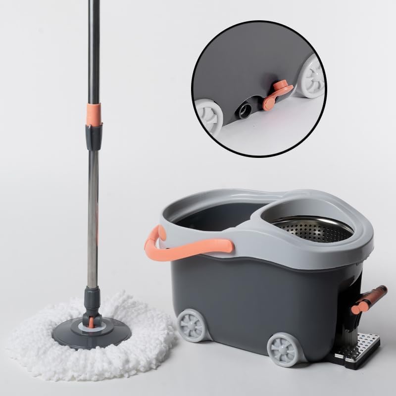 trapeador con balde para sistema de limpieza de pisos flexible de 360°