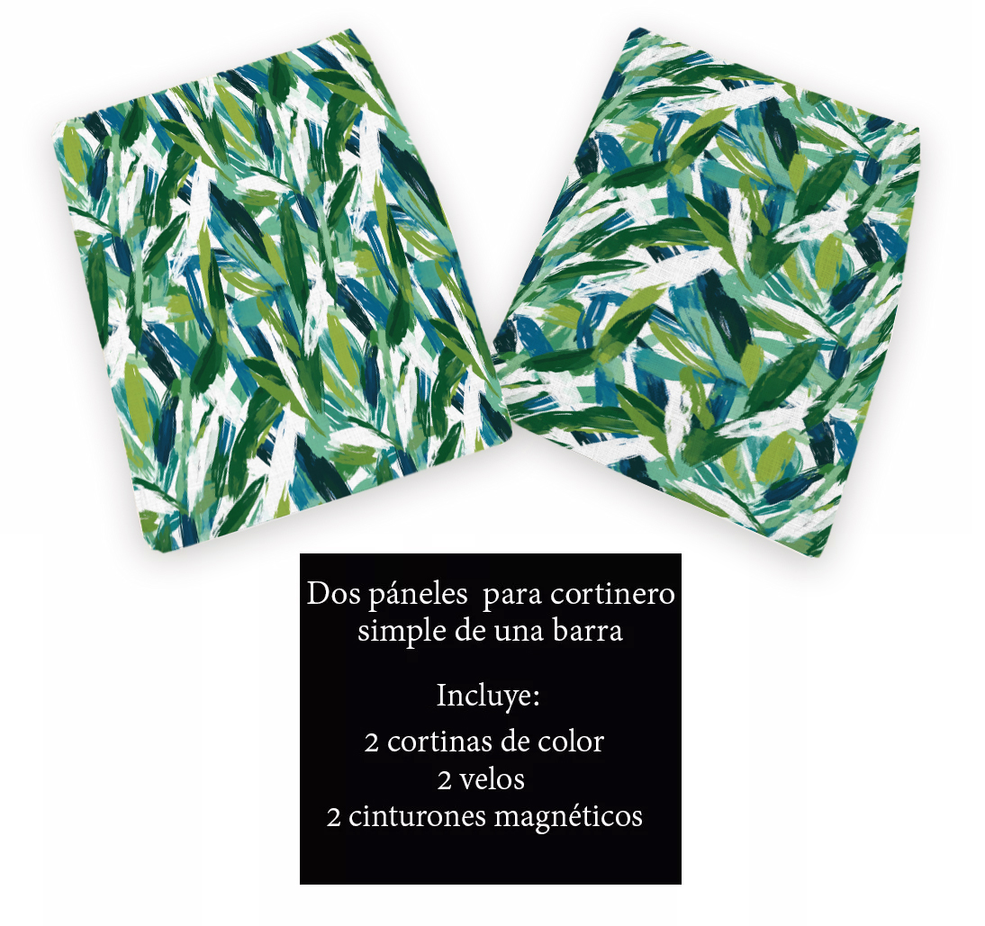 Cortinas Sala Recamara Elegantes Decorativas 2m X 2.7m + cortinas traslúcidas (Pincello verde)