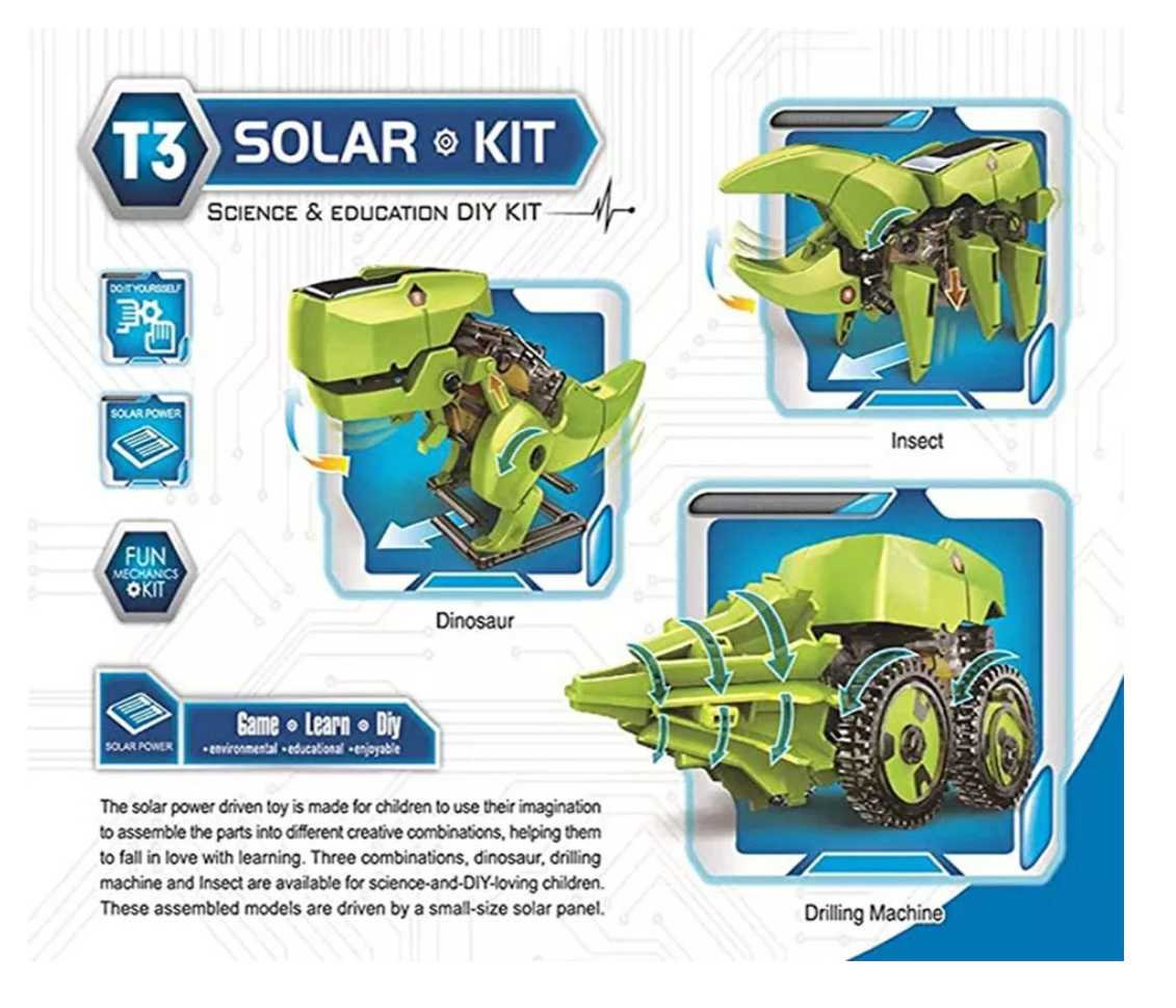 Juguetes Solares De Dinosaurios Ensamblados Para Niños.