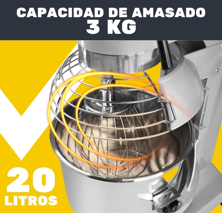 Batidora Industrial 20 Lts Agitador Planetario Electrica  Acero Inoxidable