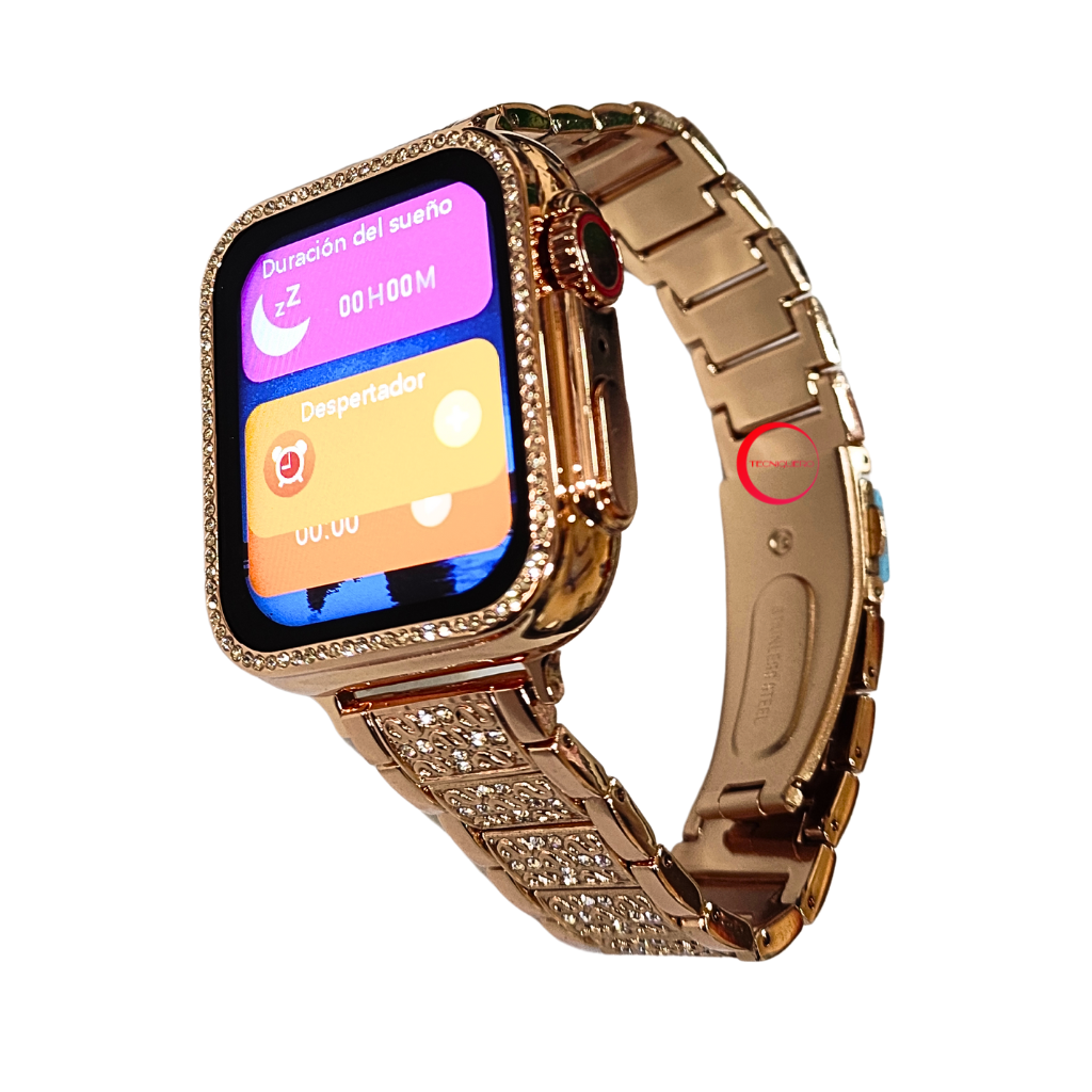 Smartwatch Clásico para Dama Bossney BS-K2310 - Llamadas, Salud, Deportes y Correa Dorada con Brillantes