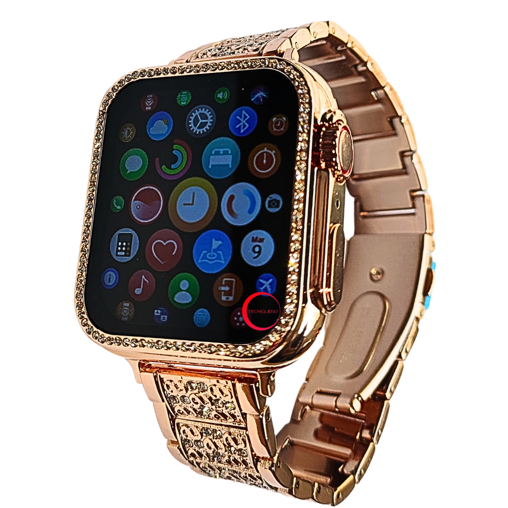 Smartwatch Clásico para Dama Bossney BS-K2310 - Llamadas, Salud, Deportes y Correa Dorada con Brillantes