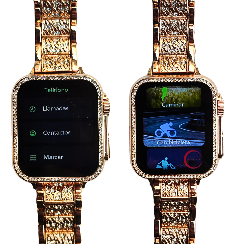 Smartwatch Clásico para Dama Bossney BS-K2310 - Llamadas, Salud, Deportes y Correa Dorada con Brillantes