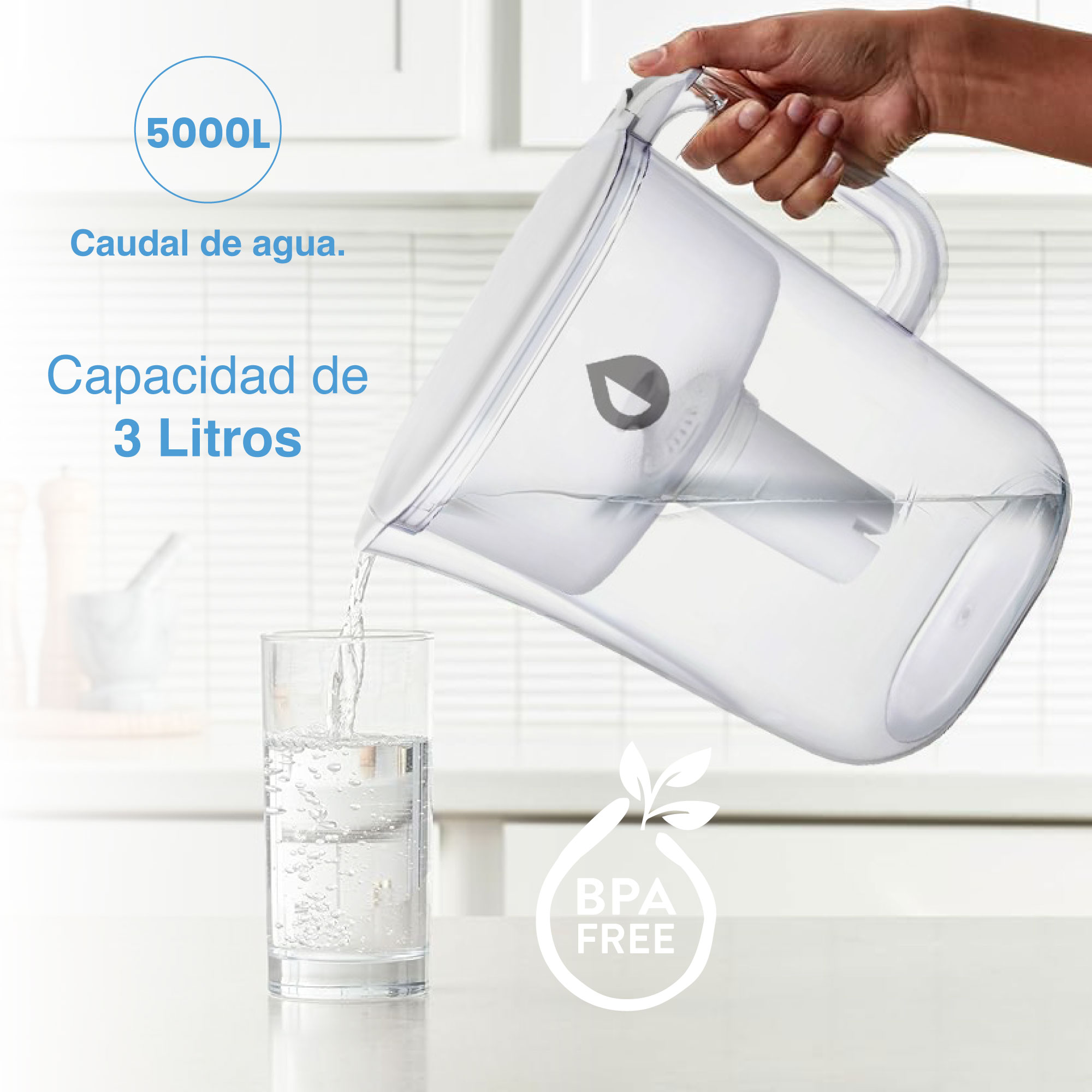 Jarra Filtro Purificador De Agua Portátil Sin Conexión 3lts