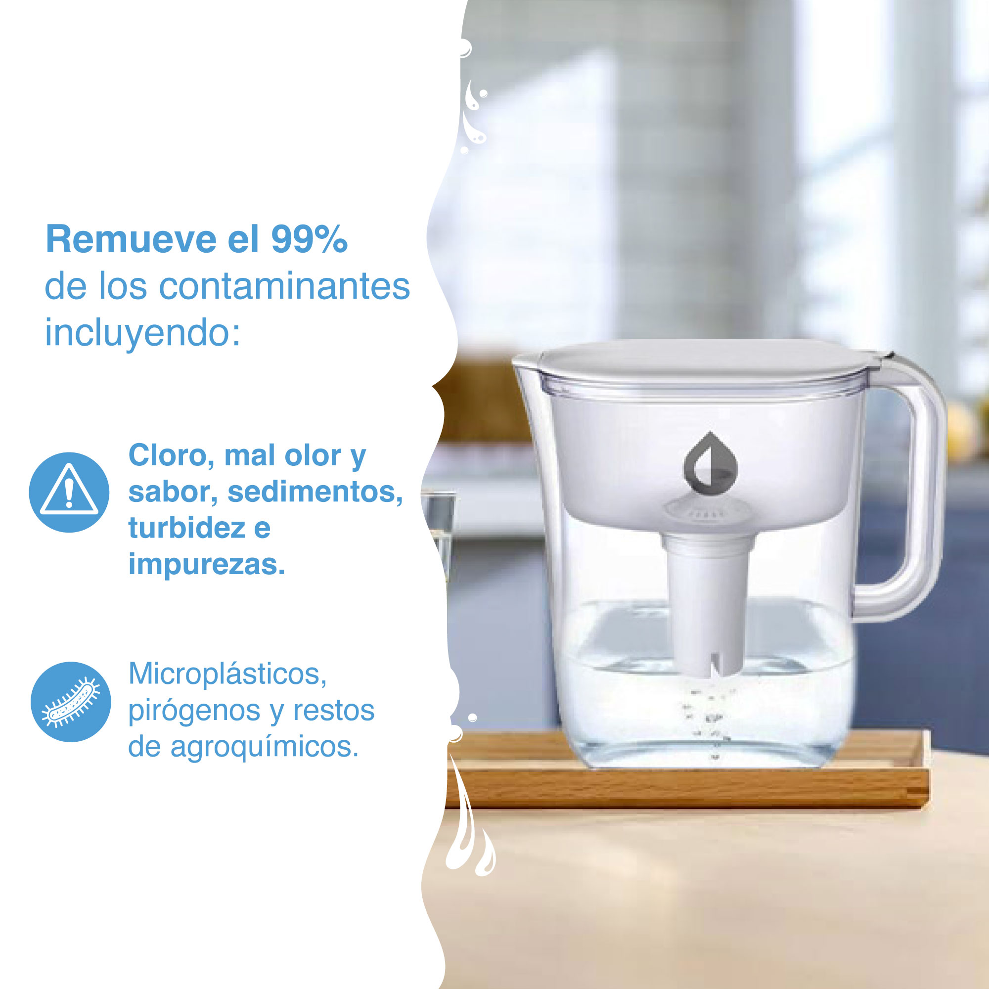 Jarra Filtro Purificador De Agua Portátil Sin Conexión 3lts