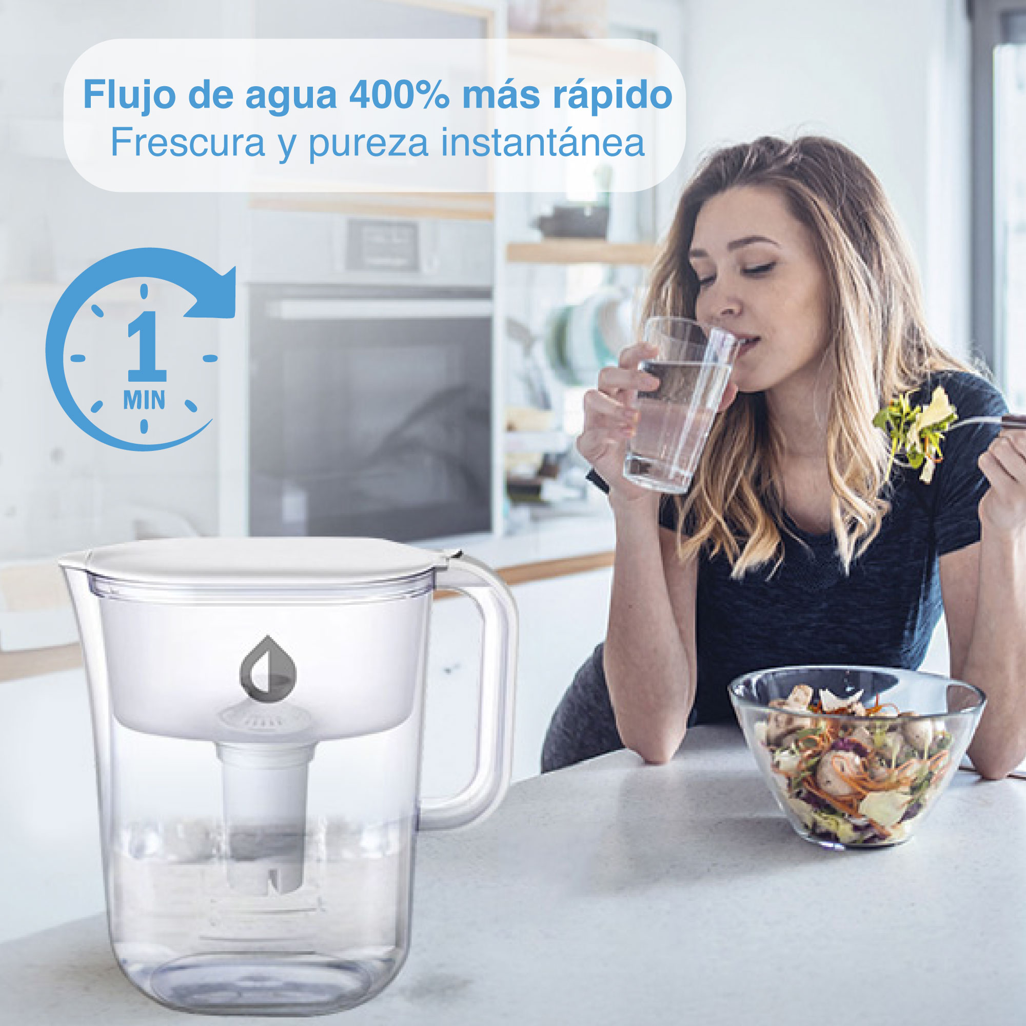 Jarra Filtro Purificador De Agua Portátil Sin Conexión 3lts