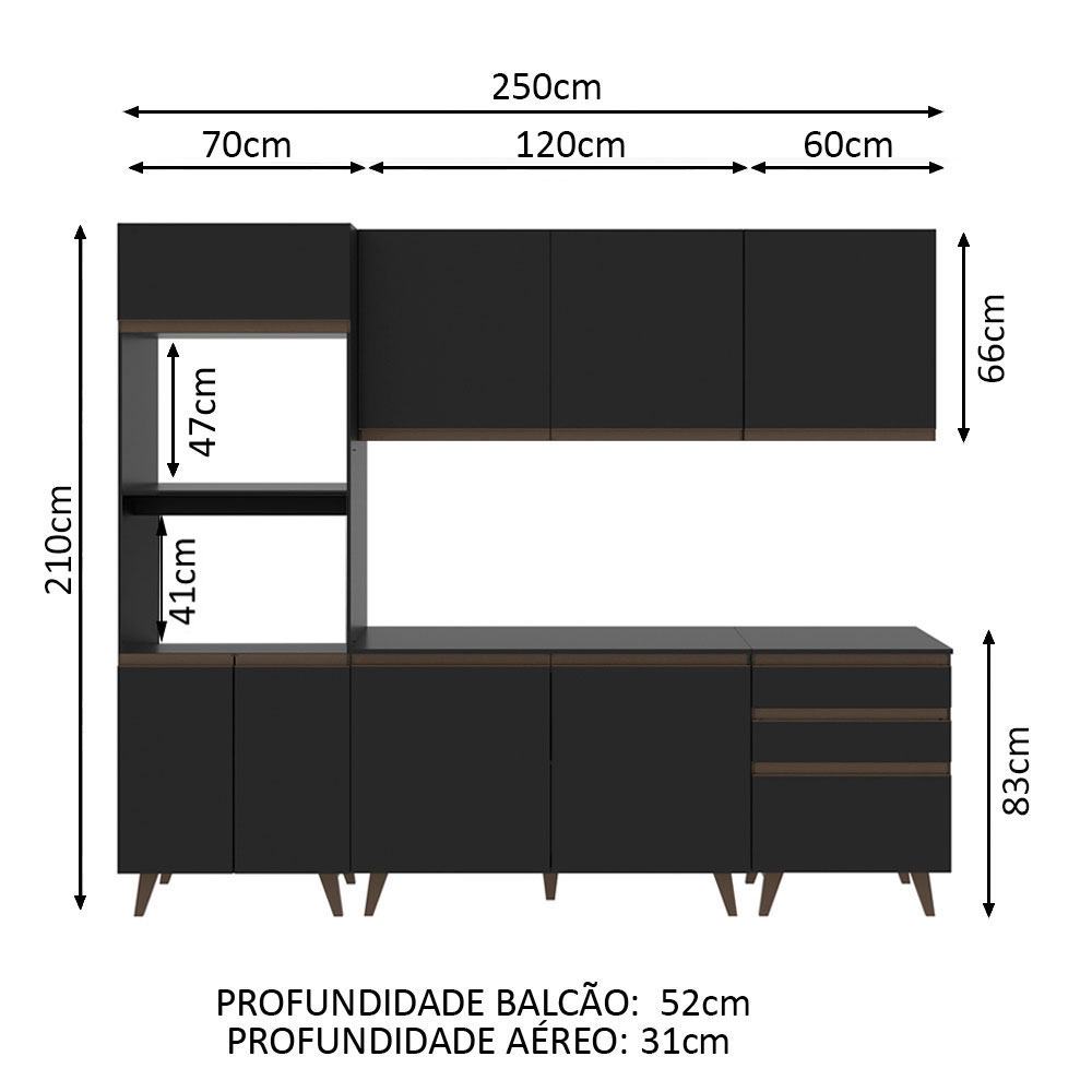 Cocina Integral Completa Modular Madesa Reims 250cm NN