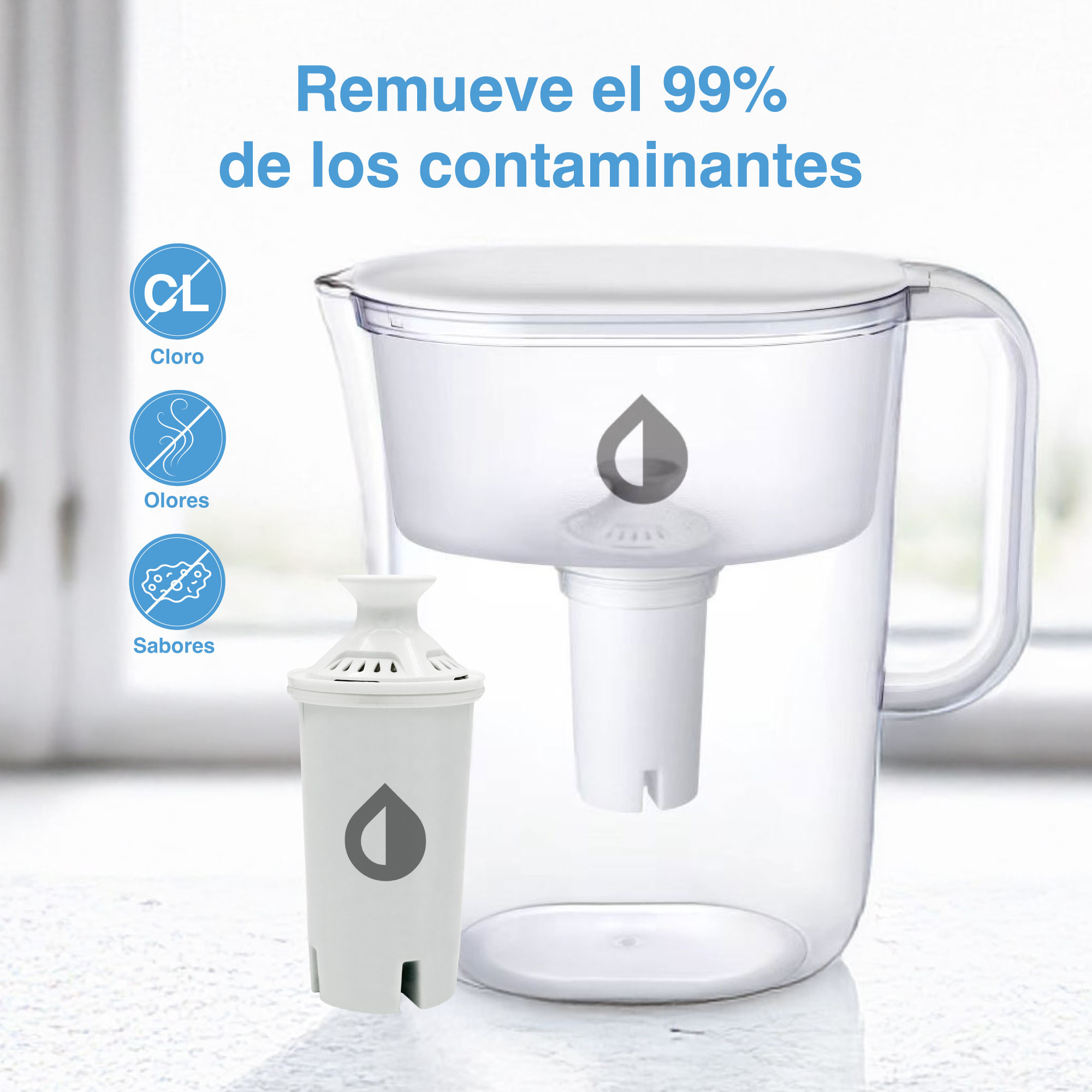 Jarra Filtro Purificador De Agua Portátil Sin Conexión 3lts