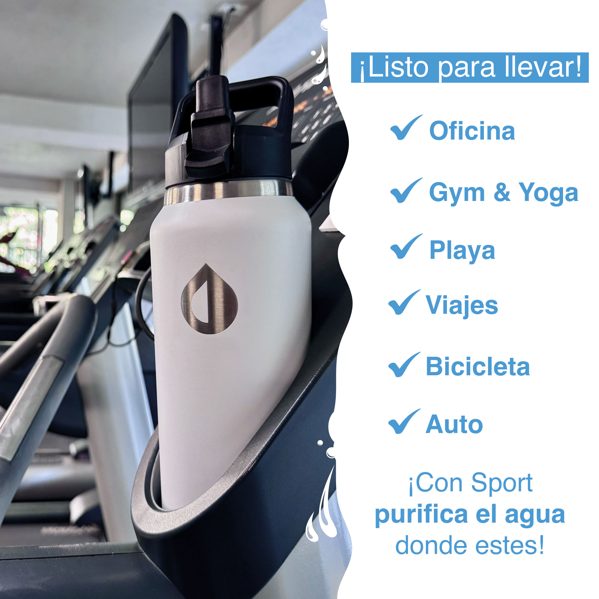 Termo PURA Sport Térmico 1.2lts con Purificador Agua Acero Rosa