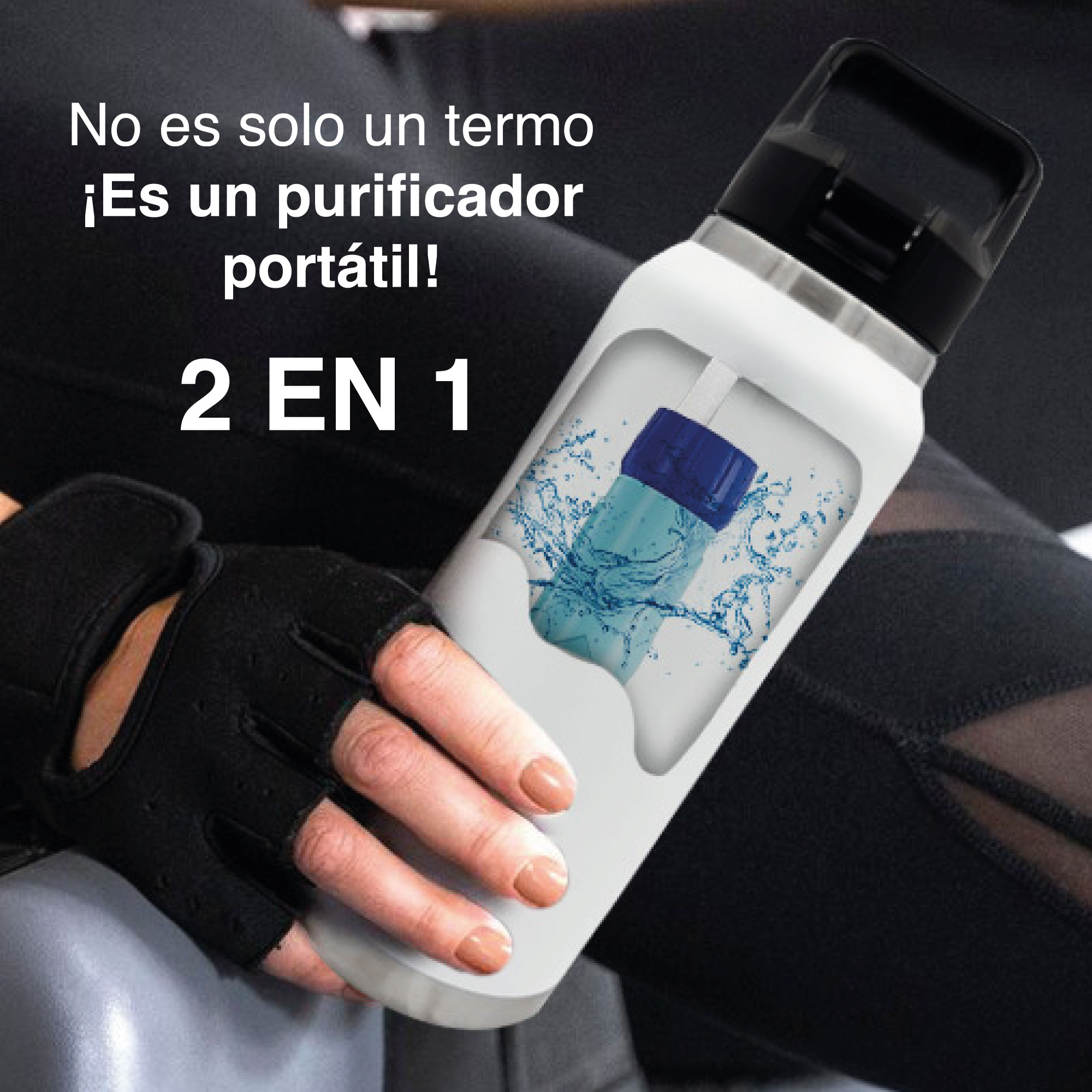 Termo PURA Sport Térmico 1.2lts con Purificador Agua Acero Rosa
