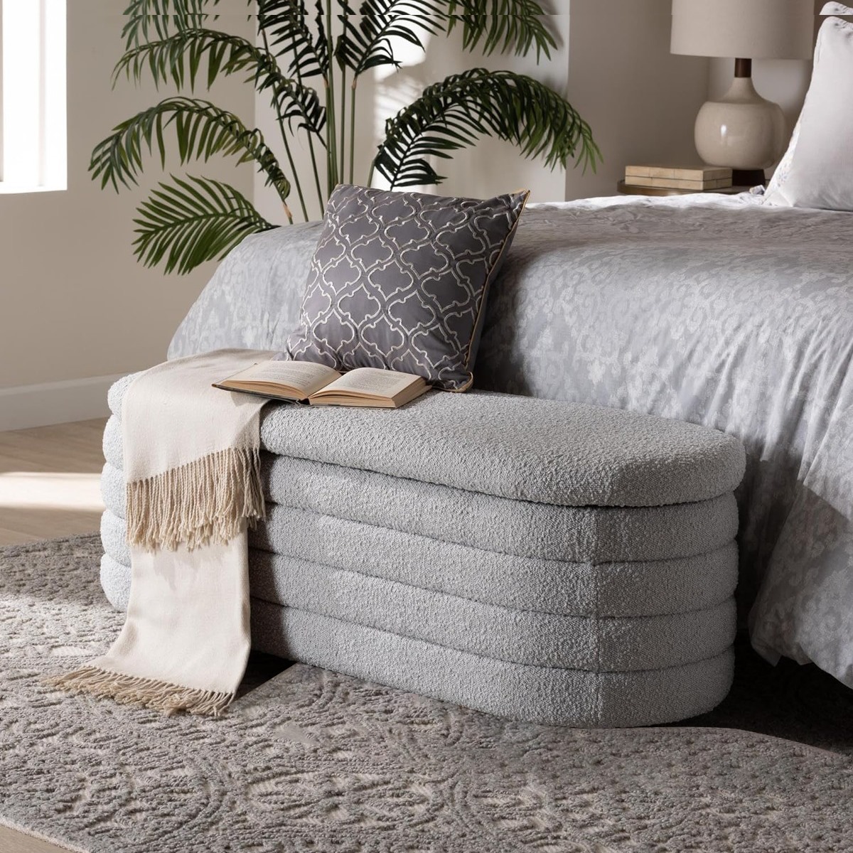 Baúl Diván Píe de Cama con Espacio de Almacenamiento (Gris)