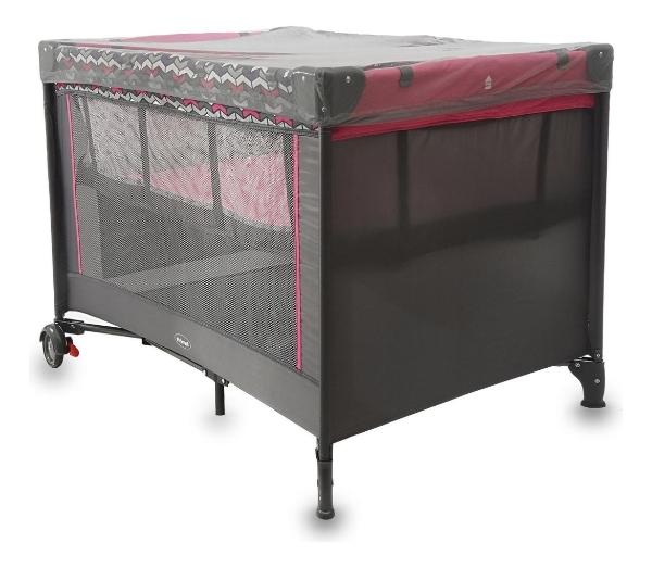 Cuna Corral Para Bebé Prinsel San Remo Con Mosquitero rosa