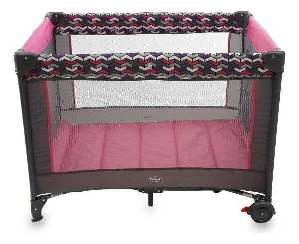 Cuna Corral Para Bebé Prinsel San Remo Con Mosquitero rosa