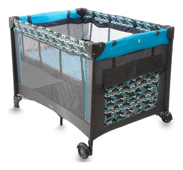 Cuna Corral Para Bebé Prinsel San Remo Con Mosquitero azul