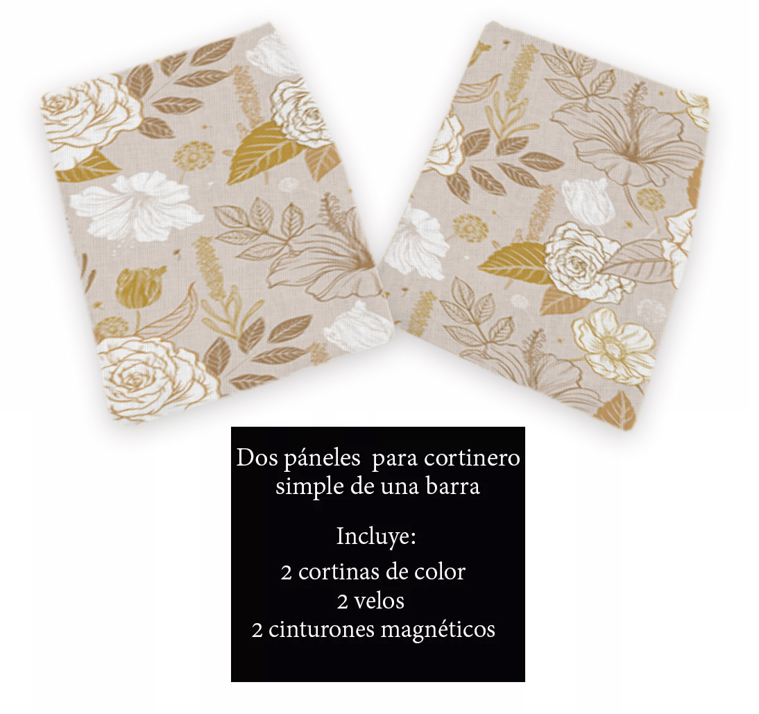 Cortinas Sala Recamara Elegantes Decorativas 2m X 2.7m + cortinas traslúcidas (Eleganza)