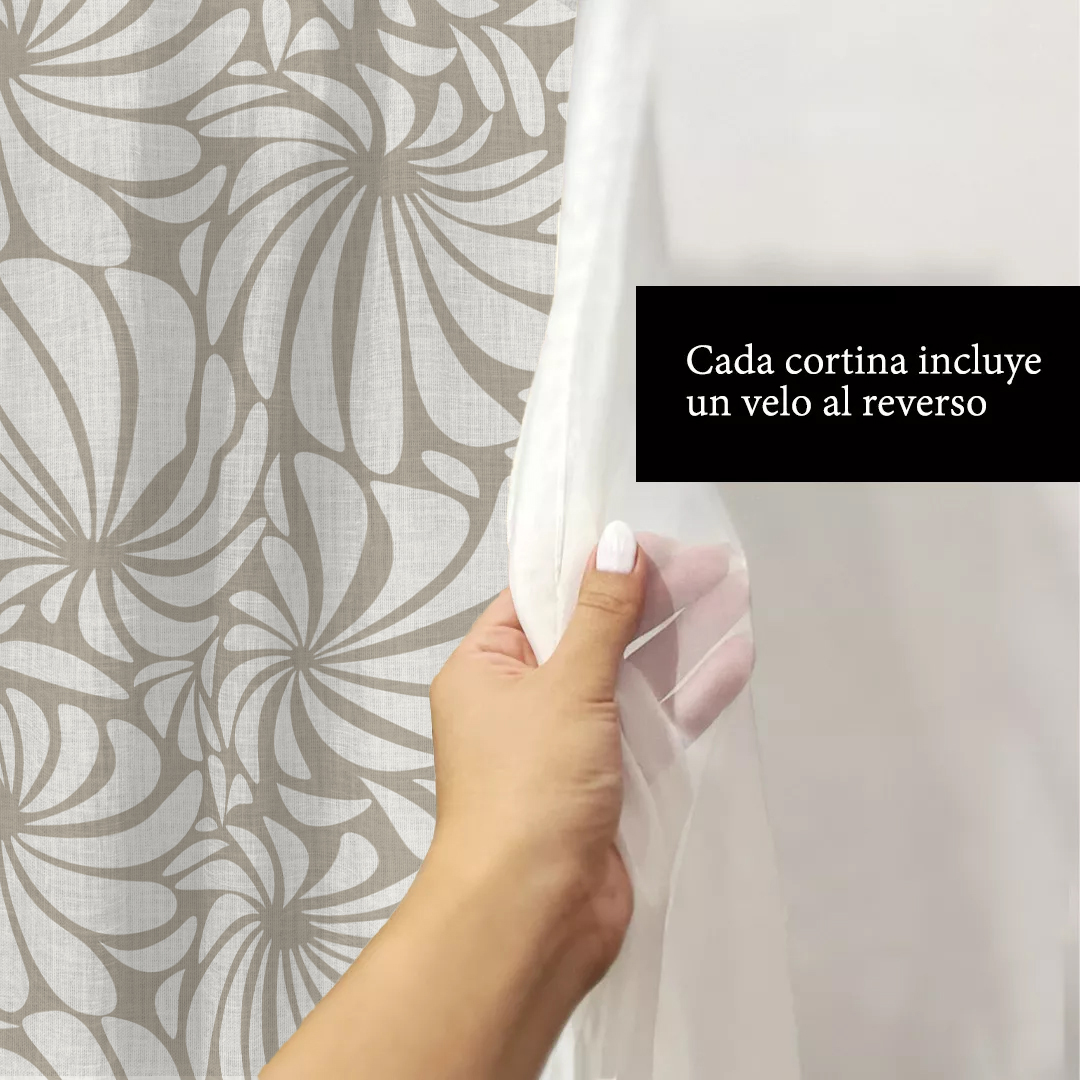 Cortinas Sala Recamara Elegantes Decorativas 2m X 2.7m + cortinas traslúcidas (Rosetta)