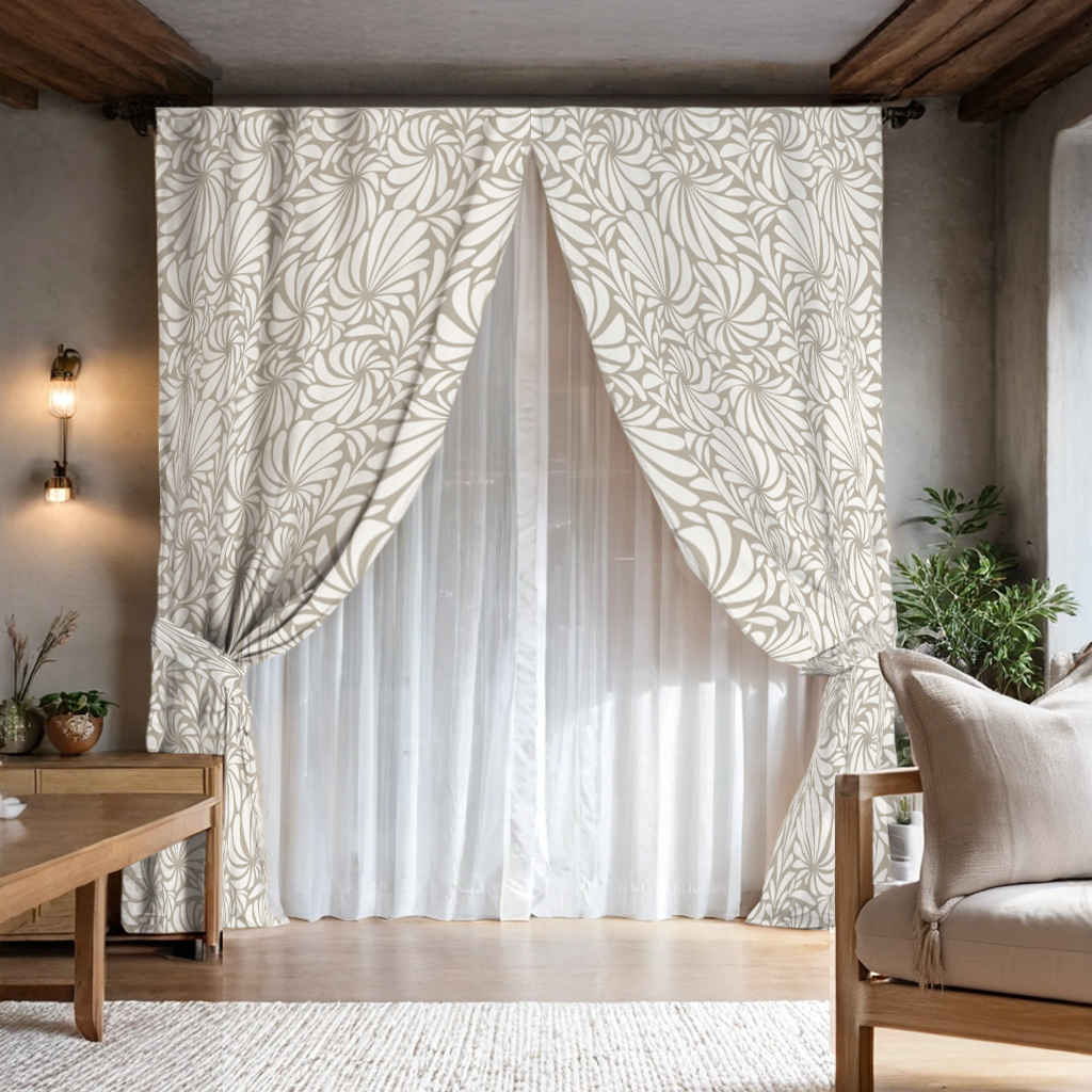 Cortinas Sala Recamara Elegantes Decorativas 2m X 2.7m + cortinas traslúcidas (Rosetta)