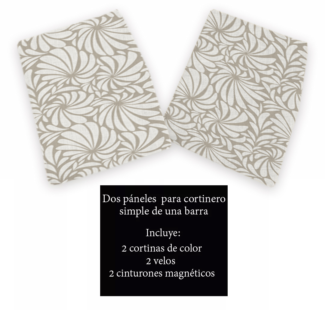 Cortinas Sala Recamara Elegantes Decorativas 2m X 2.7m + cortinas traslúcidas (Rosetta)
