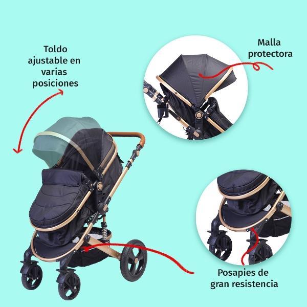 Carriola Para Bebé Baby Lux Travel System Con Portabebé Negro/Dorado