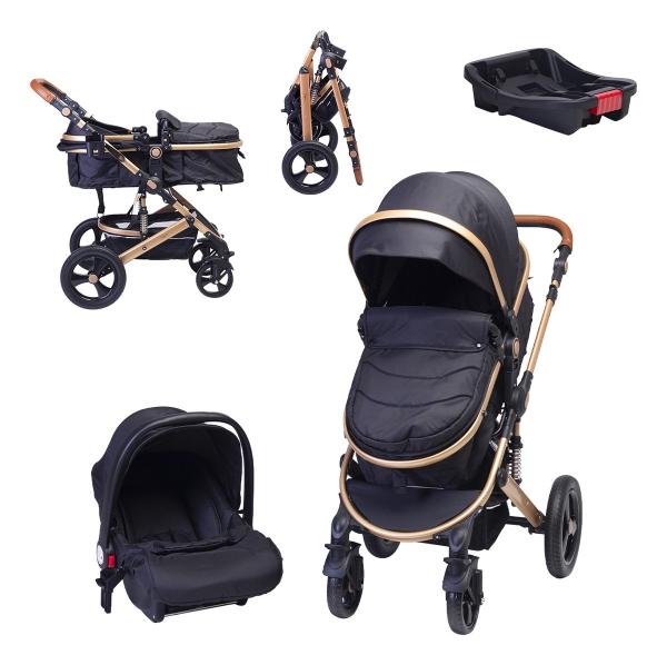Carriola Para Bebé Baby Lux Travel System Con Portabebé Negro/Dorado
