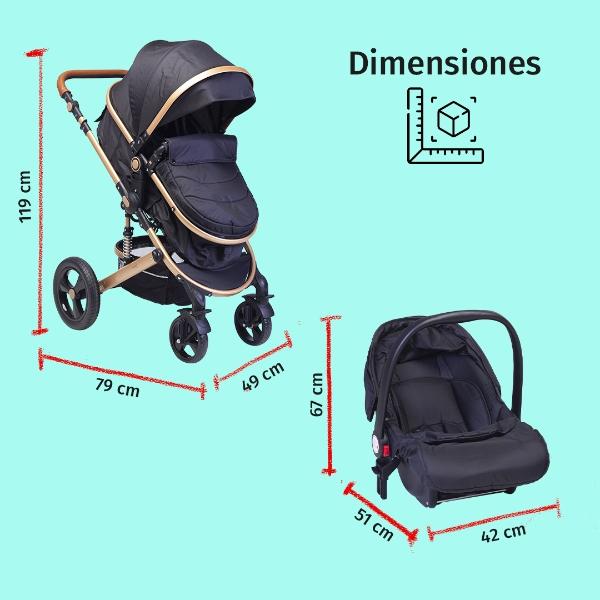 Carriola Para Bebé Baby Lux Travel System Con Portabebé Negro/Dorado