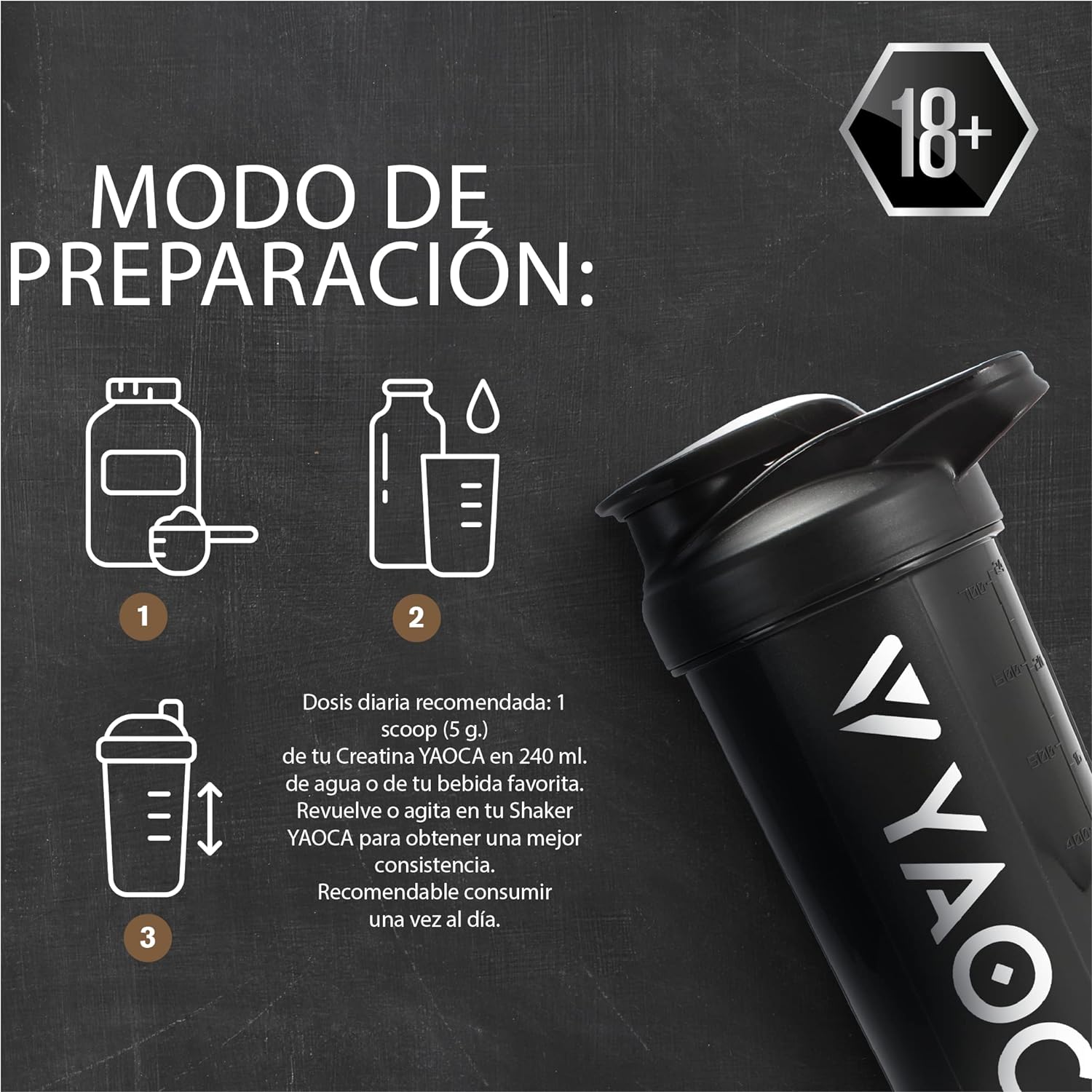 Creatina Monohidratada Yaoca 1Kg 200 Servicios Sin Sabor Alta Pureza