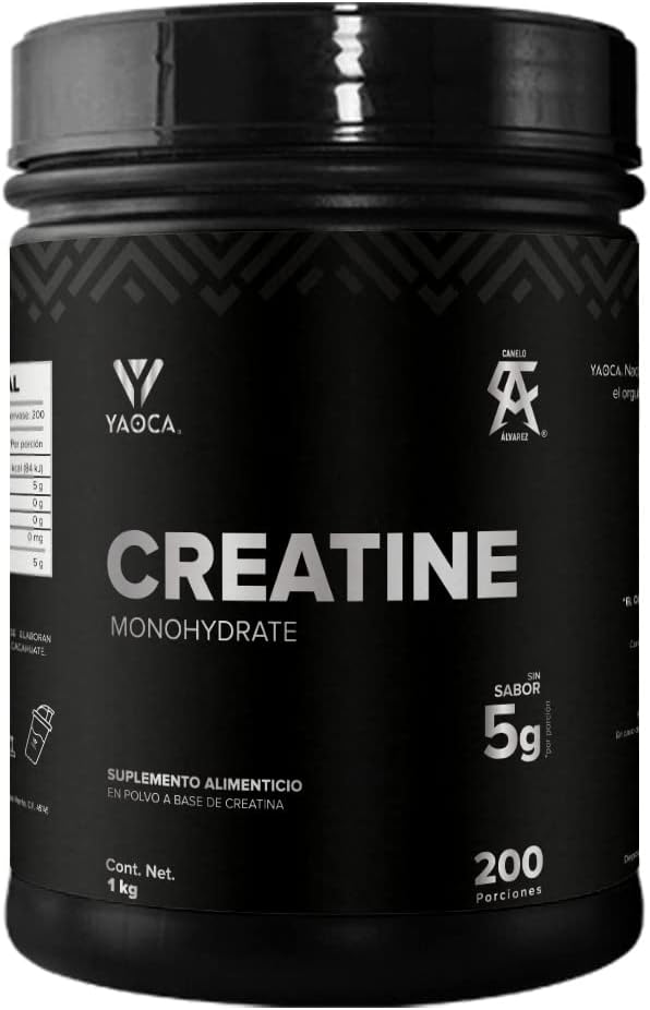 Creatina Monohidratada Yaoca 1Kg 200 Servicios Sin Sabor Alta Pureza