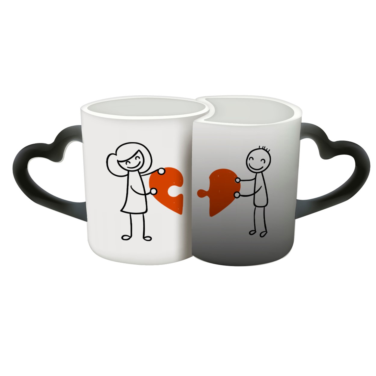TAZA PERSONALIZADA ROMPECABEZAS CORAZON MODELO DUO PAREJA MÁGICA