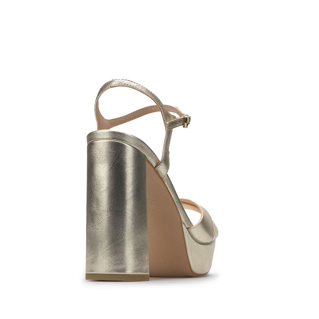 Tacones De Plataforma Para Mujer De Piel Davenia Mod. Aurora Dorado