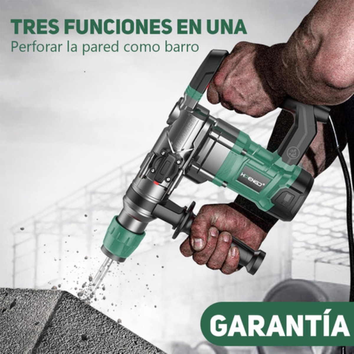 Taladro Rotomartillo Cincelador Perforador Sds Demoledor NEGRO VERDE