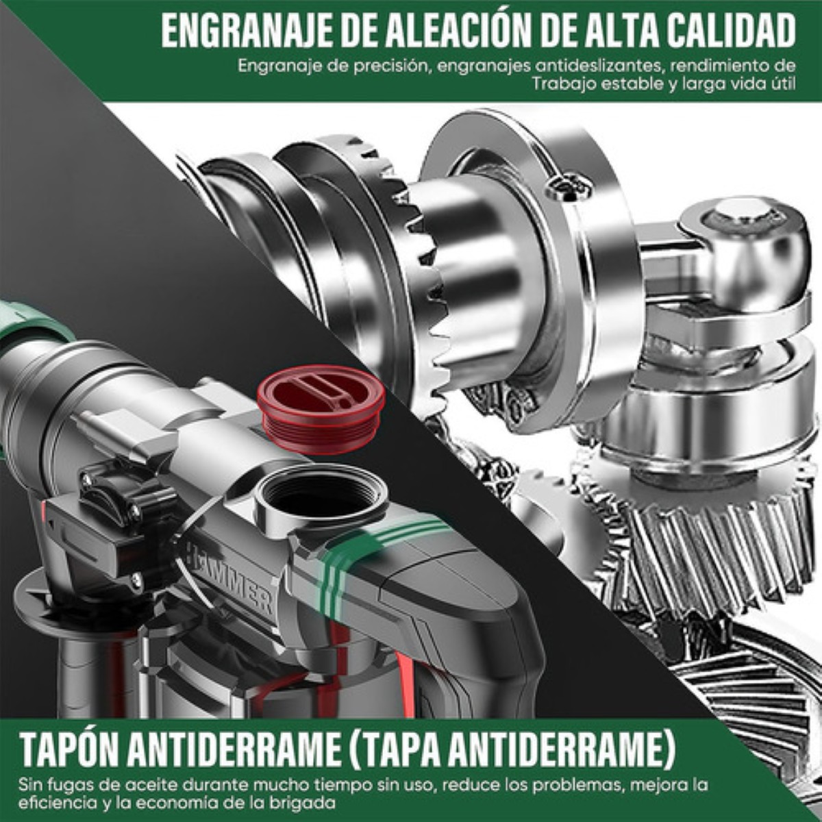 Taladro Rotomartillo Cincelador Perforador Sds Demoledor NEGRO VERDE