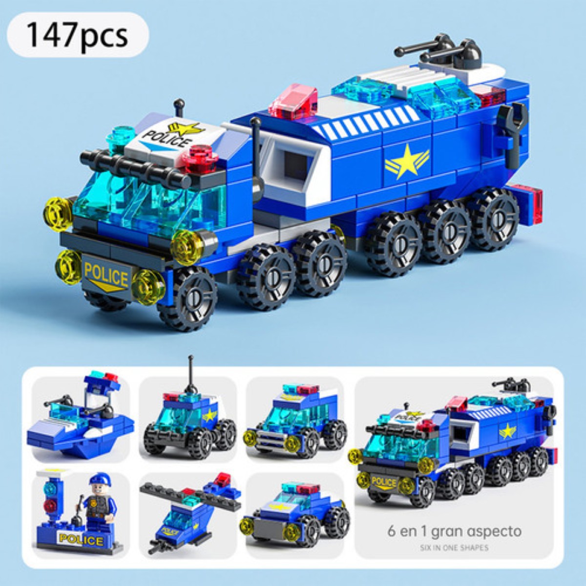 Juguetes De Bloques Construcción Juguete Kit 6en1,147piezas COLORES