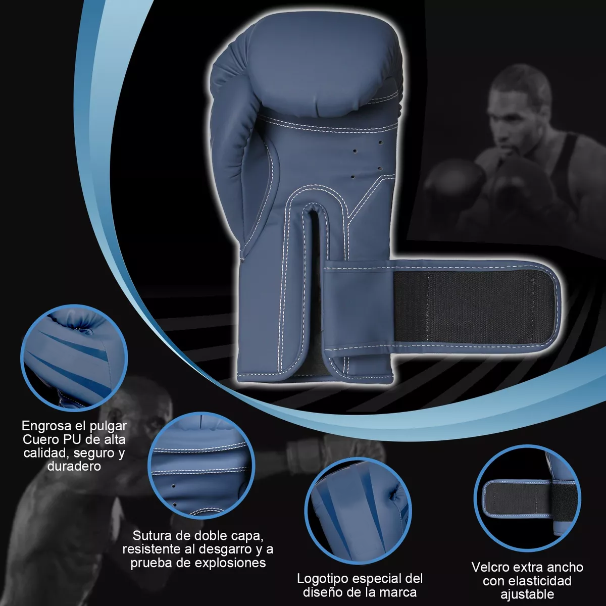 Guantes De Box Velcro Azul oscuro 12oz